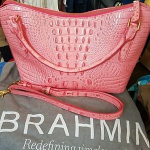 Brahmin,  croc leather , pink bag